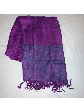 Women's Unbranded Purple Blue Paisley Fringed Scarf Wrap One Size